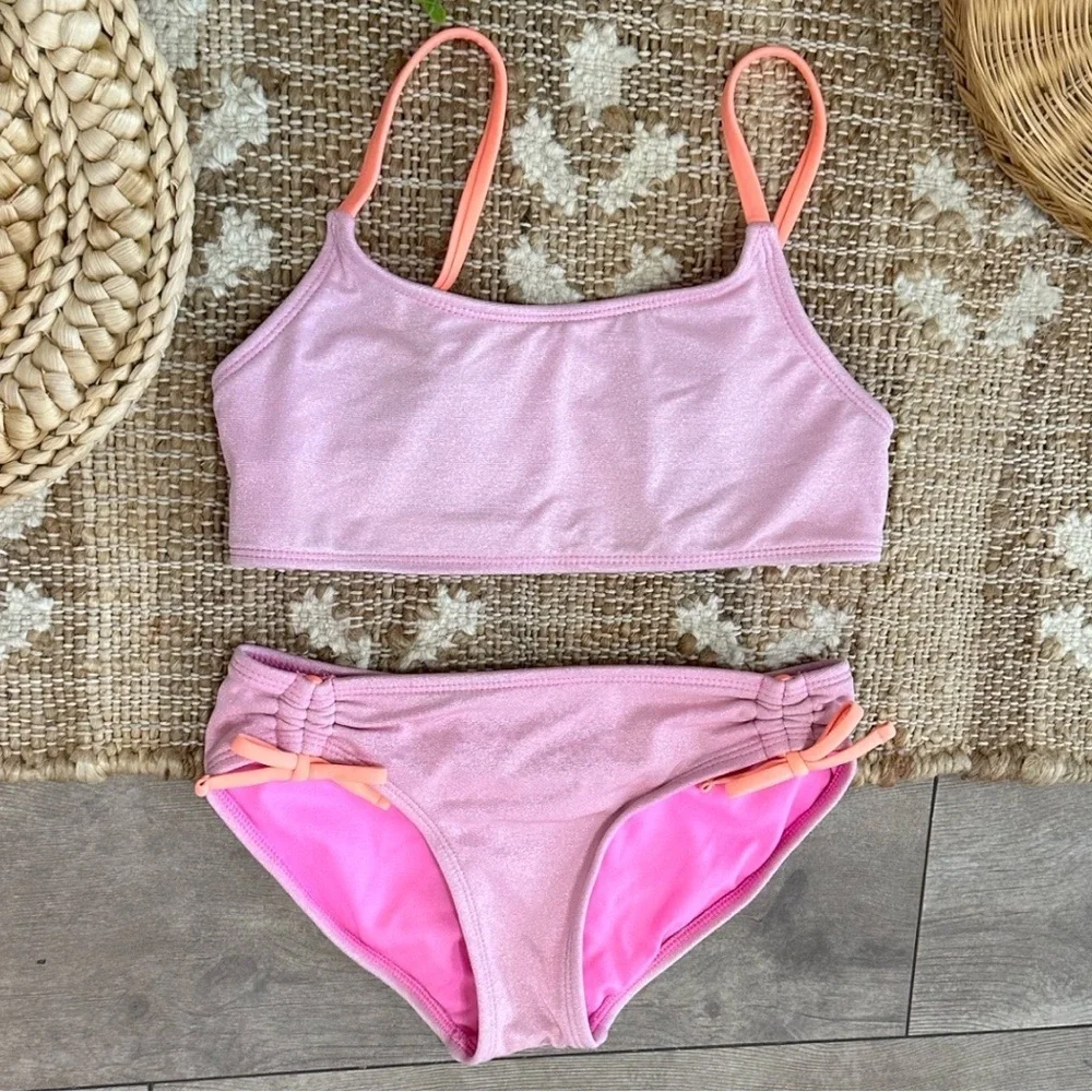 Art Class Girls Pink and Peach 2-Piece Bikini Swim Suit Set Size Medium